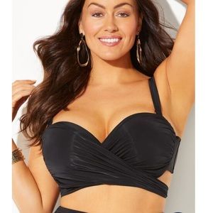 Swimsuits For All Crisscross Cup Sized Wrap Underwire Bikini Top-Size 16 D/DD